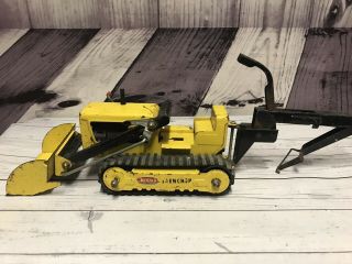 Vintage Tonka Yellow Metal Trencher Bulldozer Backhoe Construction Truck Toy (t6