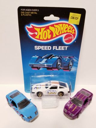 3 Hot Wheels Nissan 300zx White,  Purple And Blue.