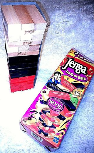 Jenga Truth Or Dare Wood Block Game Hasbro 2000 Complete For Adults