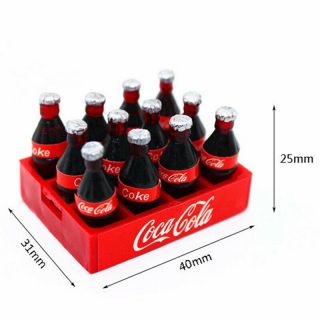 12pcs Mini Coke Drinks Dollhouse Miniature Coca Cola With Coke Tray Set 12  Fig