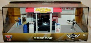 Motor Max Reel Ride Robocop 24/7 Mini Mart Gas Station Car Wash Diorama Mib 1/43