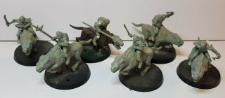 6 X Orc Warg Riders Unpainted Plastic Lord Of The Rings Middle - Earth Sbg Hobbit