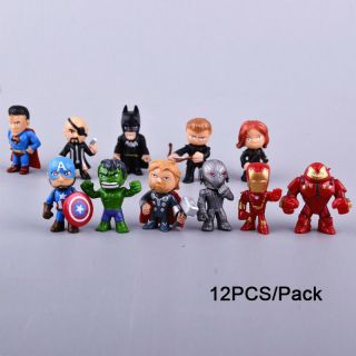 2018 Set Of 12 Boys Mini Marvel Figures Iron Hero Avenger Spider - Man A3