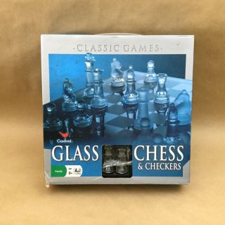 Cardinal Glass Chess And Checkers Set Frosted Glass Vs Clear Glass 57 Piece Set