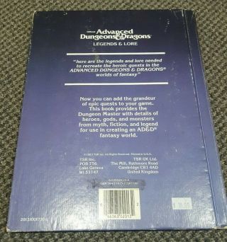 Legends & Lore - Advanced Dungeon & Dragons AD&D TSR 2013 2
