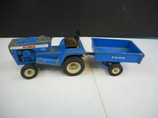 Vintage Ertl Ford Lawn Tractor W/ Trailer 1/16 Scale