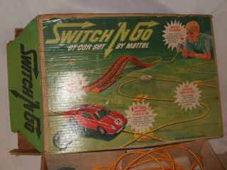 1965 Mattel Switch N Go Gt Car Set Action With Air Complete Slot Car Box