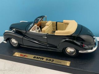 1:18 Maisto Special Edition 1955 BMW 502 Convertible in Black 31817 READ 6