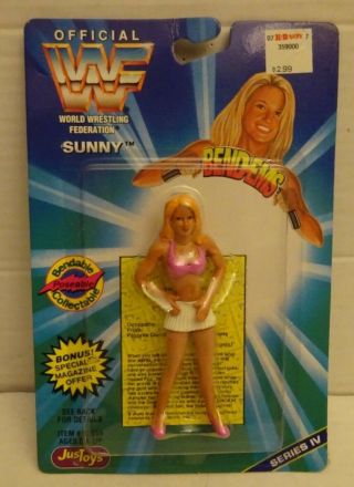 Just Toys - Wwf Bend - Ems - Sunny 4.  5 " Figure Series Iv 12659 - 1996