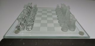 Glass 10 Inch Across Square Complete Glass Chess Set