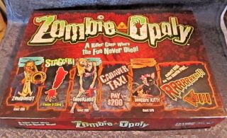 Zombie Opoly Board Game Late For The Sky Family Halloween Party - Complete