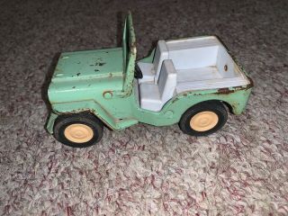 Vintage Tonka Die - Cast Metal Green Jeep Toy Car Truck