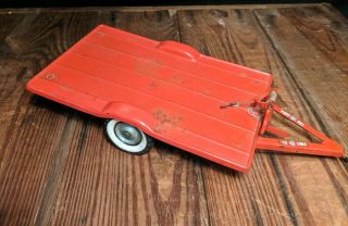 Vintage Tru - Scale Red Tilt Bed Tilting Flat Deck Trailer.