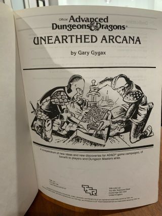 TSR AD&D Unearthed Arcana Hardcover.  (Dungeons & Dragons) 1st Edition. 2