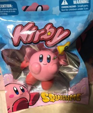 1x Kirby Excited Nintendo Smash Bros Squishme Foam Squishie Bag
