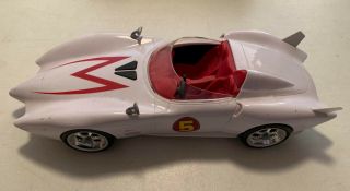 Large Hot Wheels Mattel Speed Racer White Mach 5 With Big Car Racing Sounds