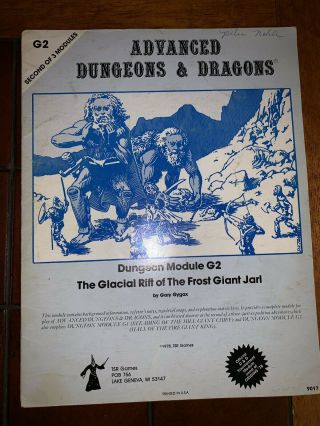 G2 The Glacial Rift Of The Frost Giant Jarl 2nd Prt Module D&d Dungeons Dragons