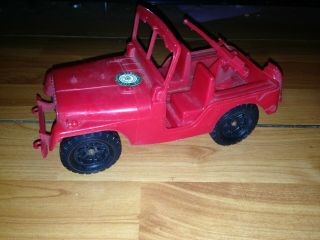 Vintage Processed Plastic Co.  Unbreakable Toys Red Army Jeep 60s Aurora,  Il Toy