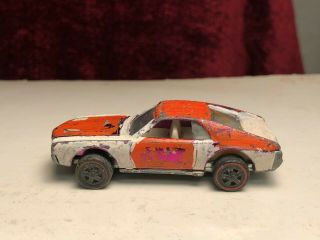 Vintage 1968 Hot Wheels Redline Custom AMX Pink Purple Paint Over US Base Mattel 2