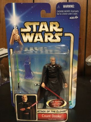 Star Wars 2002 Attack Of The Clones 27 Count Dooku Dark Lord W/ Slashing