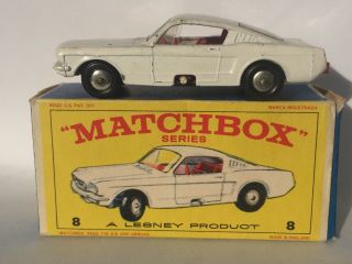 Matchbox Lesney 8 E1 Ford Mustang Fastback In Orig E4 Box
