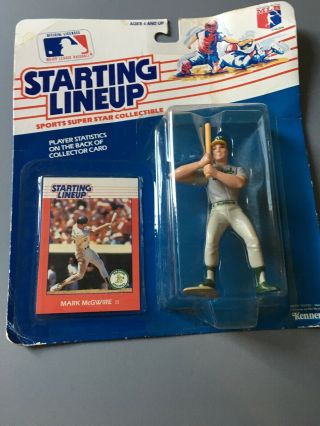 1988 Kenner Slu Starting Lineup Figure Mark Mcgwire With Baseball Card