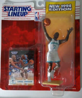 1994 Starting Lineup Larry Johnson Charlotte Hornets Kenner Basketball Figure