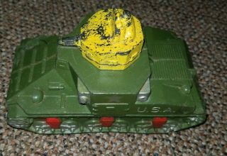 Vintage Rubber U.  S.  A.  Green Tank The Sun Rubber Co 1950 ' s Toy read 2