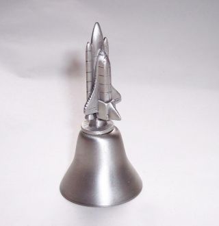 Vintage 1980s Pewter Metal Model Space Shuttle Hand Bell Kennedy Space Centre