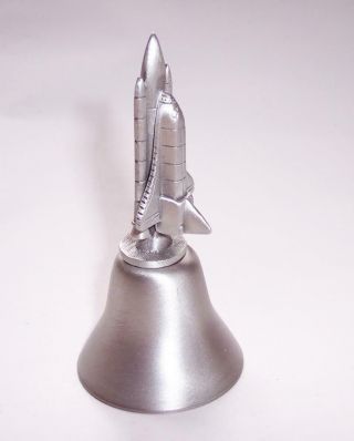 Vintage 1980s PEWTER Metal MODEL SPACE SHUTTLE Hand BELL Kennedy Space centre 5
