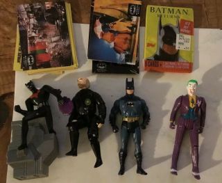 Vintage 1989 Batman The Movie Action Figures Batman - Joker - Bob The Goon,  Cards