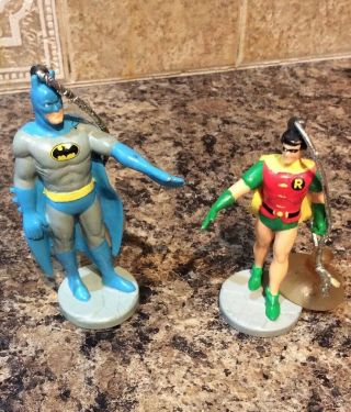 Vintage 1988 Dc Presents Batman & Robin Pvc Figures Suction Cup For Hanging