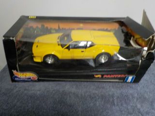 Hot Wheels Detomaso Pantera Yellow 1:18 Scale Diecast Car Opened Box