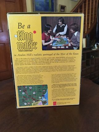 1976 Kingmaker King Maker War of the Roses Board Game By Avalon Hill Bookcase 3