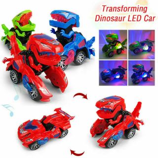 Transforming Dinosaur Led Car T - Rex Toys With Light Sound Electric Toy Gift