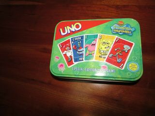 Uno 2002 Spongebob Square Pants Special Edition Absorbency Card Game Tin