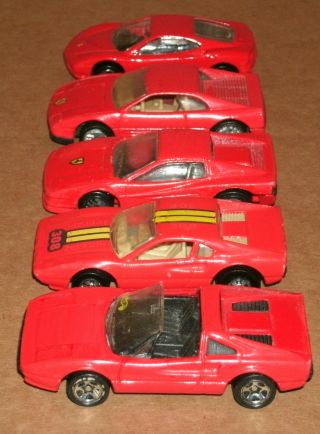 Five 1/64 Scale Ferrari Diecast Cars 308 Gts/gtb,  Testarossa,  348,  360 Modena