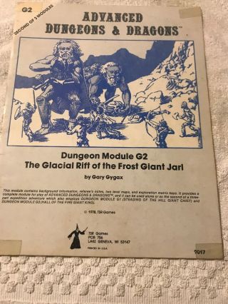 Advanced Dungeons And Dragons Module G2 The Glacial Rift Of The Frost Giant Jarl