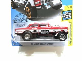 2019 Hot Wheels ‘55 Chevy Bel Air Gasser Holley W/real Riders Custom