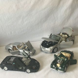 3 Diecast Toy Cars Made In Italy Jaguar Ferrari Bugatti 1/24 Scale & Lexus Sc430