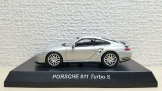 1/64 Kyosho Porsche 911 Turbo S Silver Diecast Car Model