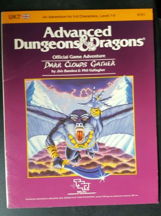 Dark Clouds Gather Uk7 Vf Tsr 9151 Dungeons & Dragons Ad&d D&d