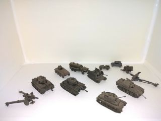 12 Roco / Dbgm Mini - Tanks & Jeep With Trailer,  Machine Gun,  Extra Parts