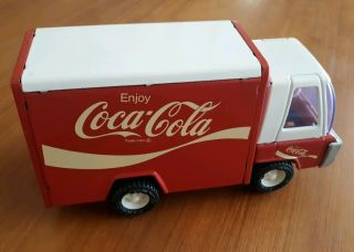 Vintage Buddy L Coca - Cola Truck Metal Body 5 Cases Missing Dolly