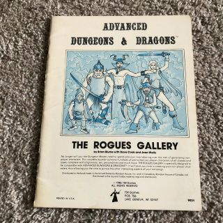 The Rogues Gallery 1980 Tsr Ad&d Advanced Dungeons & Dragons Blume Cook Wells