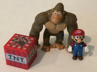 Mario Bros Mario And Donkey Kong Figures,  Tnt Block Cake Toppers Toys