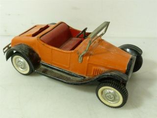 Vintage Nylint 10 " Orange Model T Roadster Car Pressed Steel Wheeled Toy