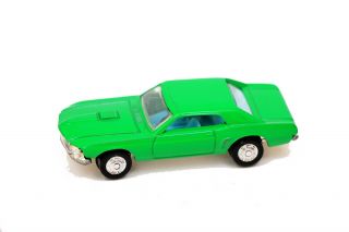 Vintage Playart Ford Mustang Medium Green W/ Light Blue Interior Chrome Base