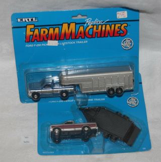 Thriftchi Ertl Farm Machines Ford F - 250 Pickup Livestock Trailer In Packaging