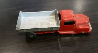 Vintage Tootsie Toy Metal Dump Truck Red/silver Made In U.  S.  A
